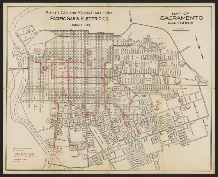 1943 PG&E Streetcar Map